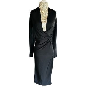 Sexy House of CB Bandage Long Sleeve Plunge Black Hot  Bodycon Dress Size Medium